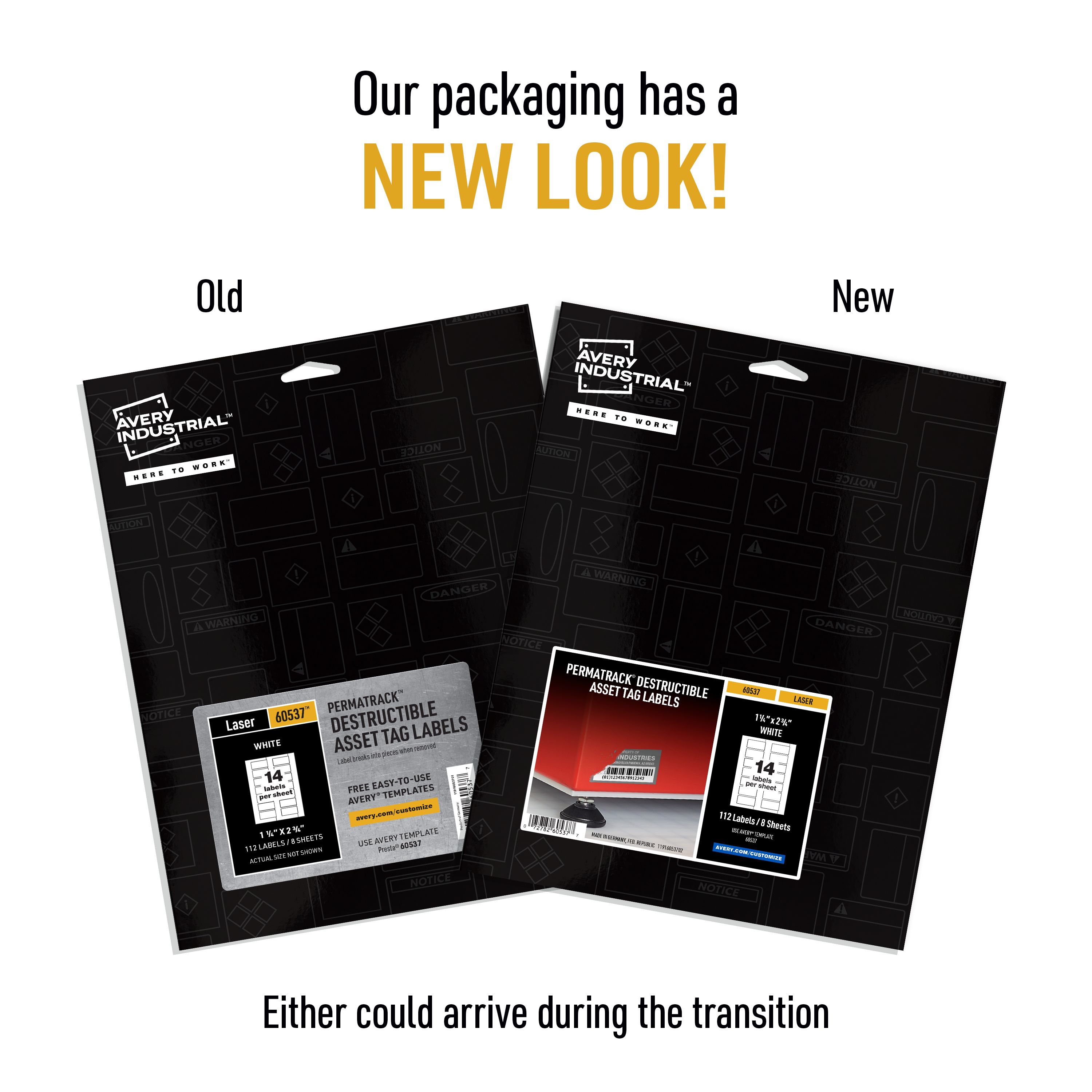 Destructible Asset Tag Labels, 1-1/4